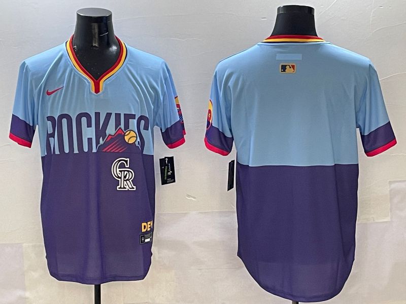 Men Colorado Rockies Blank Purple blue Joint Name 2025 Nike MLB Jersey style 5->colorado rockies->MLB Jersey